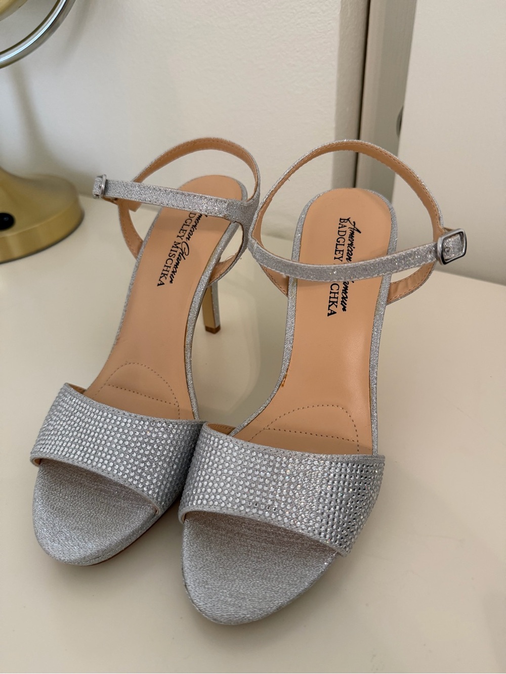 Badgley Mischka silver heels